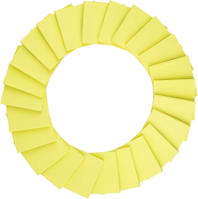 Sticky Notes 3x3 in Yellow, 24 Pads, Strong Adhesive, Clean Removal, Recyclable, Self-Stick Pads, Easy to Stick for Home, Office, Notebook