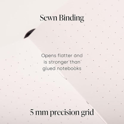 Yop & Tom Bullet Dotted Journal (A5) - Moon and Stars - Dot Grid Notebook With Extra Thick Paper (160 GSM) - Midnight Blue