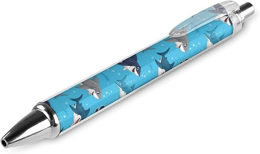 Elegant Retractable Ballpoint Pens, Ocean Animal Printed I Just Like Shark Fashionable Point Pens 0.5mm Writing Men Women Office Supplies, 1 Pcs