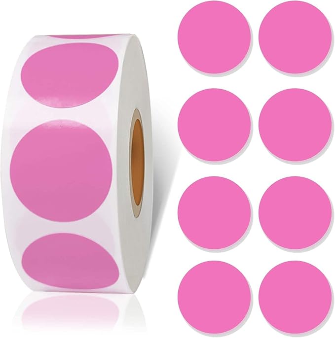 Starboling 800Pcs 1 Inch Pink Round Color Coding,Dot Stickers Labels,Can Writing for Office,Student Classroom and Other Scenarios