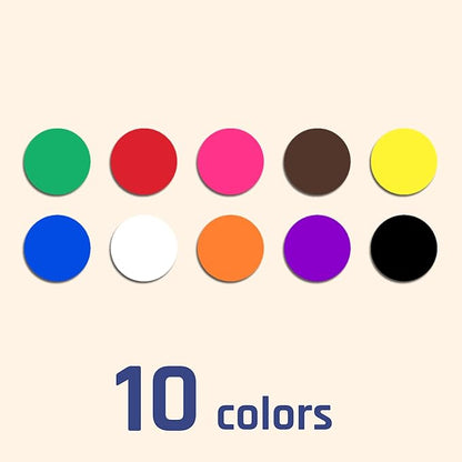1200 Pack, 1" Round Colored Dot Stickers Labels - 10 Assorted Colors