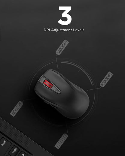 Lenovo USB-C Rechargeable Silent Mouse (WL500) - Silent Buttons, USB-C Rechargeable, Ambidextrous Grip, Adjustable DPI - Plug-and-Play 2.4G Receiver Computer Mouse (Black)