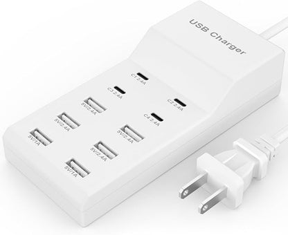 USB Charging Station for Multiple Devices USB Wall Charger Power Hub Strip Smart Plug Charging Dock Charge Block 4 Type C Ports Compatible with iPhone 15,iPod,Galaxy S Smart Phones, A18-3