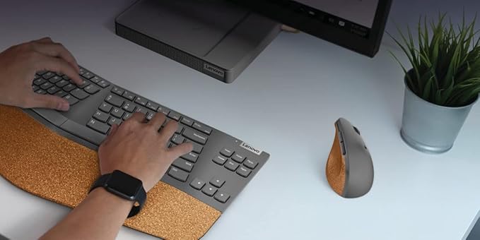 Lenovo Go Wireless Vertical Computer Mouse - Eco Friendly, Ergonomic 45-Degree Grip, Right-Handed, Programmable Buttons – 2.4 GHz USB Receiver, 12 Month Battery Life (Storm Grey)