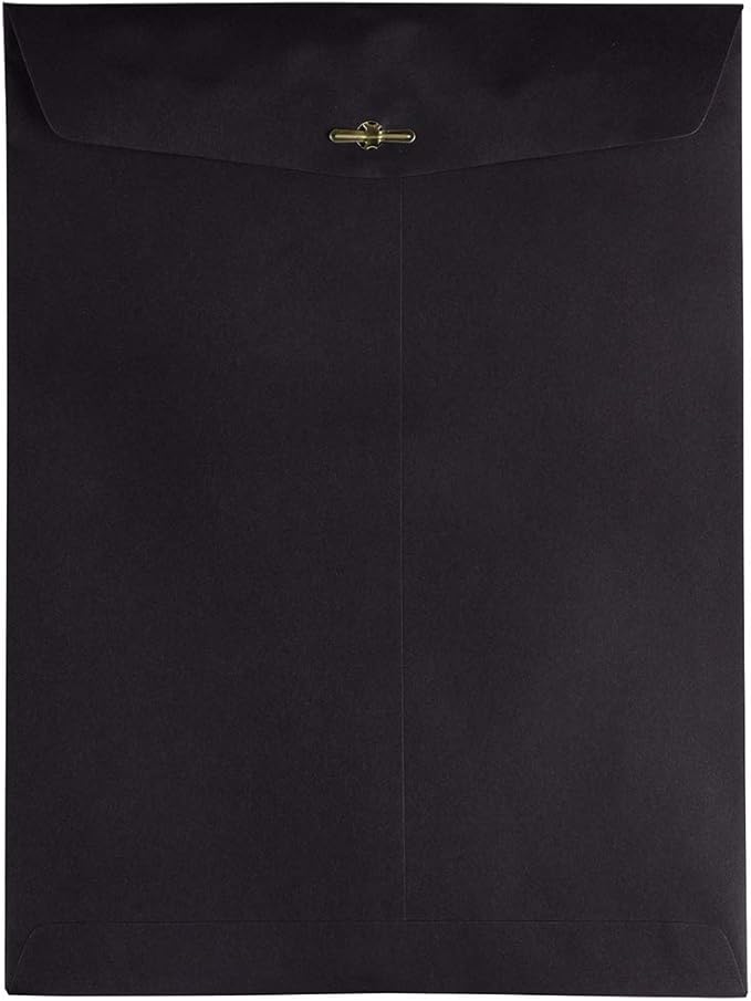 JAM PAPER 9 x 12 Open End Catalog Envelopes with Clasp Closure - Smooth Black - Bulk 250/Pack