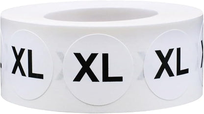 White Circle Extra Large XL Clothing Size Stickers - 3/4 Inch Round, 500 Adhesive Labels Per Roll for Retail Apparel, Clothing Organization, and Inventory - Made in The USA