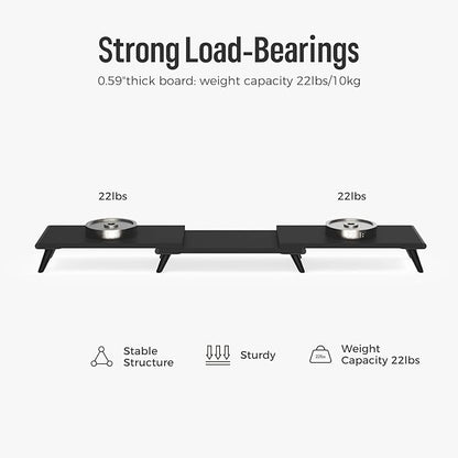 loukin Dual Monitor Stand Riser for Desk, 43.6"*8.2"*3.2" Large Computer Stand for 2 Monitors, Laptop, Printer, Length and Angle Adjustable Computer Shelf, Home Office,Max 43.6" Length(Black)