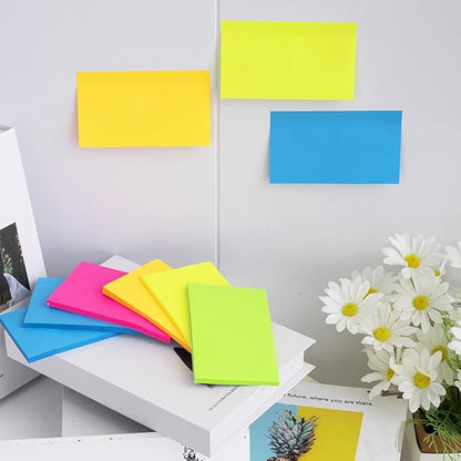 (5 Pads) Sticky Notes 3x5 in Bright Stickies Colorful Super Sticking Power Memo Pads Strong Adhesive