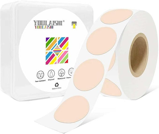 1 Inch Circle Dot Stickers 1000 PCS Color Coding Thermal Labels Dots Writable Printable Small Round Stickers for Office, Classroom, Inventory, Garage, Organizing Storage, Light Brown