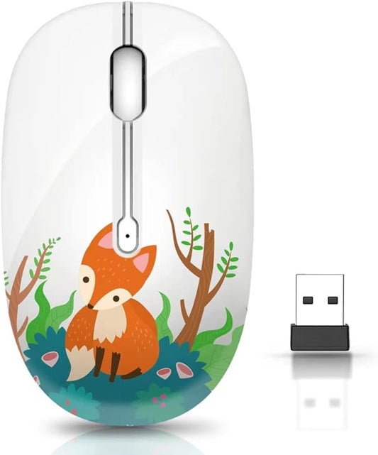 JUHOO Wireless Mouse with Nano Receiver for PC, Laptop, Notebook, Computer, MacBook, Less Noise, Portable Mobile Optical Mice.(Fox)