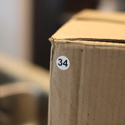 White with Black Number 34 Circle Dot Stickers, 3/4 Inch Round, 500 Labels on a Roll