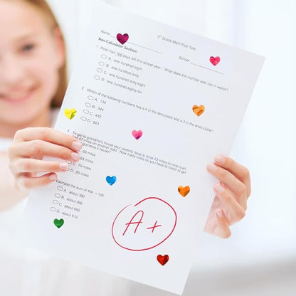 2070 Pcs Heart Stickers - Sparkly Holographic & Glitter Foil for Kids Reward & DIY Decoration