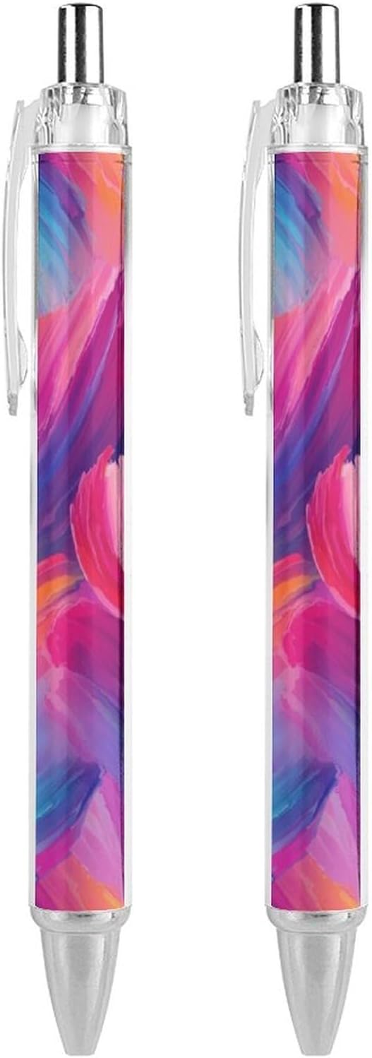 1pcs Gel Roller Pen 0.5mm, Quick Dry Purple Rainbow Ballpoint Smooth Writing, Ball Pens Clip, Office Carrying, 2 Pcs