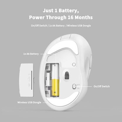 Ergonomic Wireless Mouse 2025 New Updated Smaller with USB-A Receiver for PC Computer, Laptop and Desktop, Ergo Mouse Vertical with Silent Clicks Long Battery Life, Up to 1600 DPI, White