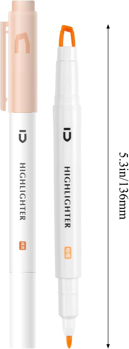 M&G 6 Pcs Cute Dual Tip Highlighters, Rainbow Color No Bleed Dry Quick Chisel Tip Highlighters, Perfect for School,Office, Bible, Notes (Rainbow)