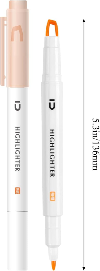 M&G 6 Pcs Cute Dual Tip Highlighters, Rainbow Color No Bleed Dry Quick Chisel Tip Highlighters, Perfect for School,Office, Bible, Notes (Rainbow)