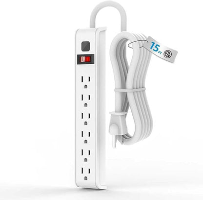 Power Strip Surge Protector, 6 Feet Extension Cord, 600 Joules Surge Protection, Multiple Protection 6 Outlet Strip, ETL Listed (15FT 1PACK)