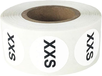White Circle Extra Extra Small XXS Clothing Size Stickers for Retail Apparel 0.75 Inch 500 Total Adhesive Labels