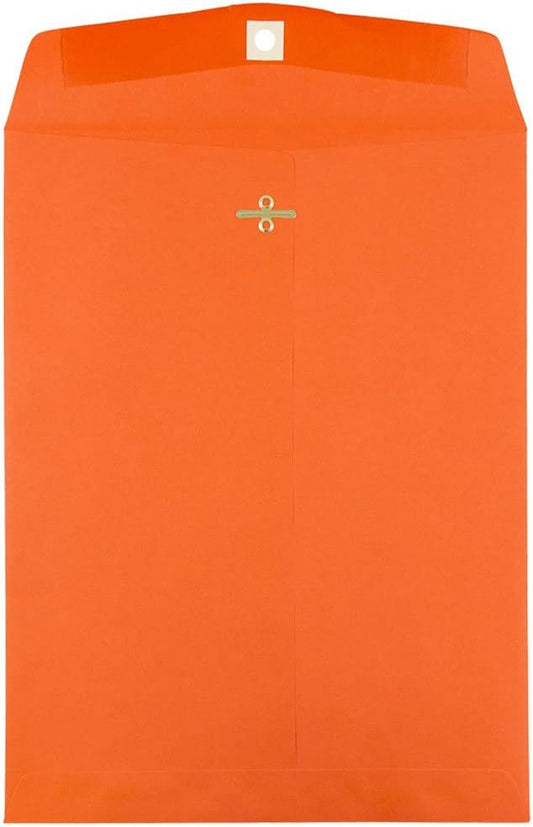 JAM PAPER 9 x 12 Colored Envelopes with Clasp Closure - Orange Recycled - 50/Pack