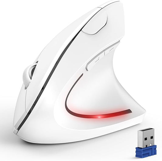 TECKNET Ergonomic Mouse, Wireless Bluetooth Vertical Mouse, 4800 DPI Optical Tracking, 6 Adjustable DPI, Quiet Clicks, 2.4GHz with USB A Receiver, 12 Months Battery, 6 Buttons, Wide Compatibility
