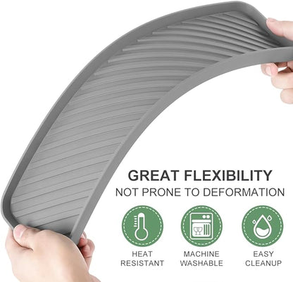 Silicone Organizer Tray for Kitchen Sinks and Bathrooms. Dishwasher-Safe, Non-Slip Countertop Tray, Bathroom Drawer Organizer Trays. Perfect for Makeup & Trinkets (Gray L 1PC)