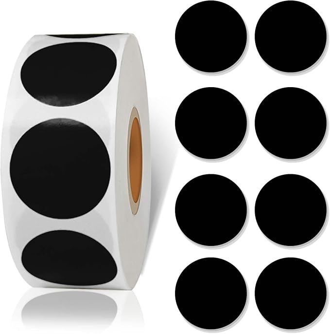 Starboling 800Pcs 1 Inch Black Round Color Coding,Dot Stickers Labels,Can Writing for Office,Student Classroom and Other Scenarios