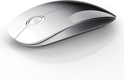 RAPIQUE Bluetooth Wireless Mouse - (BT5.1+USB) Dual Connectivity, Quiet Click, Low Power, and 1600 DPI, Portable Cordless Mouse for Laptop, MacBook Pro/Air, iPad (White to Black)