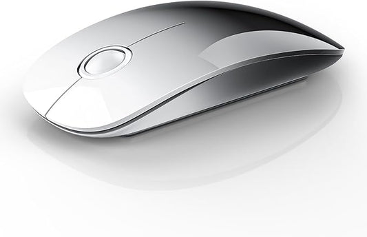 RAPIQUE Bluetooth Wireless Mouse - (BT5.1+USB) Dual Connectivity, Quiet Click, Low Power, and 1600 DPI, Portable Cordless Mouse for Laptop, MacBook Pro/Air, iPad (White to Black)