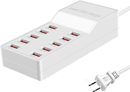 MaxLax USB Charger Station,10-Port 50W/10A Multiple USB Charging Station with Smart IC Technology,Multi Ports Charger Charging for Smartphones，Tablets，and Other Devices.