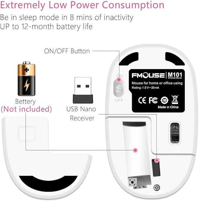 JUHOO Wireless Mouse with Nano Receiver for PC, Laptop, Notebook, Computer, MacBook, Less Noise, Portable Mobile Optical Mice