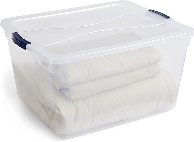 Rubbermaid Cleverstore 71 Qt Clear Storage Bins with Lids, 4-Pack, Stackable, BPA-Free, Made in USA