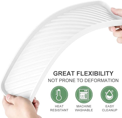 Silicone Organizer Tray for Kitchen Sinks and Bathrooms. Dishwasher-Safe, Non-Slip Countertop Tray, Bathroom Drawer Organizer Trays. Perfect for Makeup & Trinkets (White L 1PC)