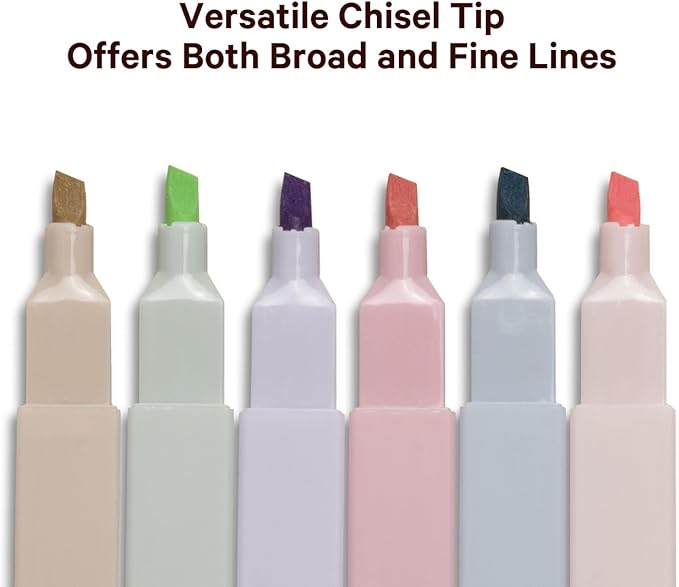 ALABASTER Co. - No Bleed Pastel Highlighter Set, 6 Pcs, Chisel Tip, Muted Pastel Colors, Bible Study Supplies
