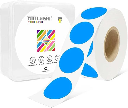 1 Inch Circle Dot Stickers 1000 PCS Color Coding Thermal Labels Dots Writable Printable Small Round Stickers for Office, Classroom, Inventory, Garage, Organizing Storage, Fluorescent Blue