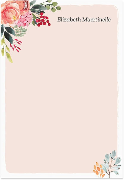 Bright Floral Personalized Sticky Note Pads / 4" x 6" Custom Sticky Notes/Set of 3 Modern Pads / 50 Sheets Per Pad