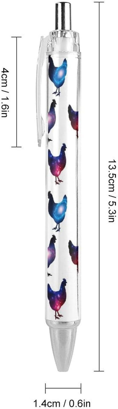 Retractable Chicken Lover Gifts Funny Rooster Chickens Gel Pens 0.5mm, Easy to Use, Fine Point Smooth Writing Ink Pen, Note Taking, 4 Pcs