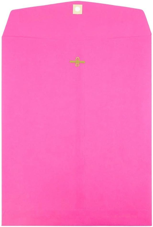 JAM PAPER 10 x 13 Open End Catalog Colored Envelopes with Clasp Closure - Ultra Fuchsia Hot Pink - Bulk 250/Box