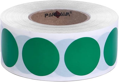 PARLAIM 1 Inch Round Permanent Adhesive Color-Code Dot Stickers,1000 per Roll dots Label Dispenser Box,Green Circle Stickers Label(Green)
