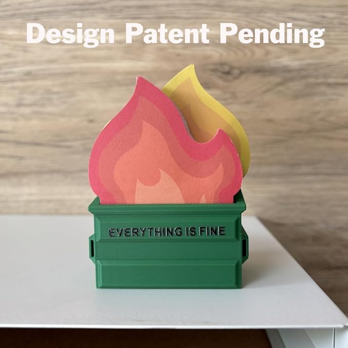 Garbage Can Fire Sticky Notes Office Supplies Flame Notepads Desk Accessories Funny White Elephant Gifts for Coworker Boss Teacher Women Men Adult 300 Sheets