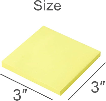 Sticky Notes 3x3 in Yellow, 12 Pads, Strong Adhesive, Clean Removal, Recyclable, Self-Stick Pads, Easy to Stick for Home, Office, Notebook
