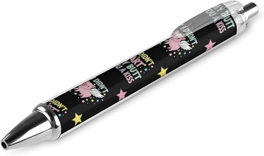 Reusable Black Pen 0.5mm, I Didnt My Blew You A Kiss Cute Pig Retractable Ballpoint Pen, Smooth Writing Office Desk Supplies, 1 Pcs