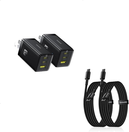 Baseus 65W USB C Charger Block & 100W USB C Cable 2-Pack