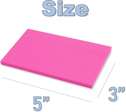 (5 Pads) Sticky Notes 3x5 in Bright Stickies Colorful Super Sticking Power Memo Pads Strong Adhesive