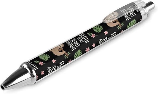 Black Ink Retractable Sloth Spirit Animal Ballpoint Pens, 0.5mm Medium Point Smooth Writing Gel Pens Men Women, 1 Pcs