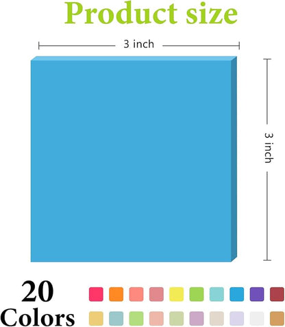 NESCCI 20 Pack Sticky Notes 3x3 Inches Sticky Note, Colorful Self-Stick Note Pads,Perfect for Office, Study, and Daily Life Organization,50 Sheets/pad