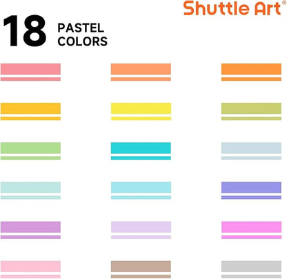 Shuttle Art Pastel Highlighters, 18 Colours Dual Tip Highlighters, Highlighter Markers Assorted Colours, Perfect for Colouring, Underlining, Highlighting, Journaling in School Office Home