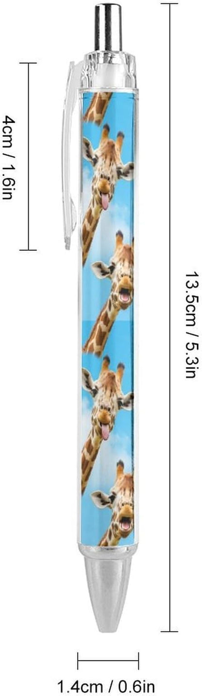 0.5mm Ballpoint for Unisex, Retractable Giraffe Selfie Ball Pen, Fine Point Smooth Writing Pen Office Supplies, 4 Pcs