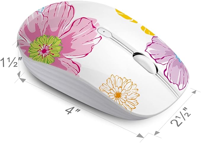 JUHOO Wireless Mouse with Nano Receiver for PC, Laptop, Notebook, Computer, MacBook, Less Noise, Portable Mobile Optical Mice.(Flower).