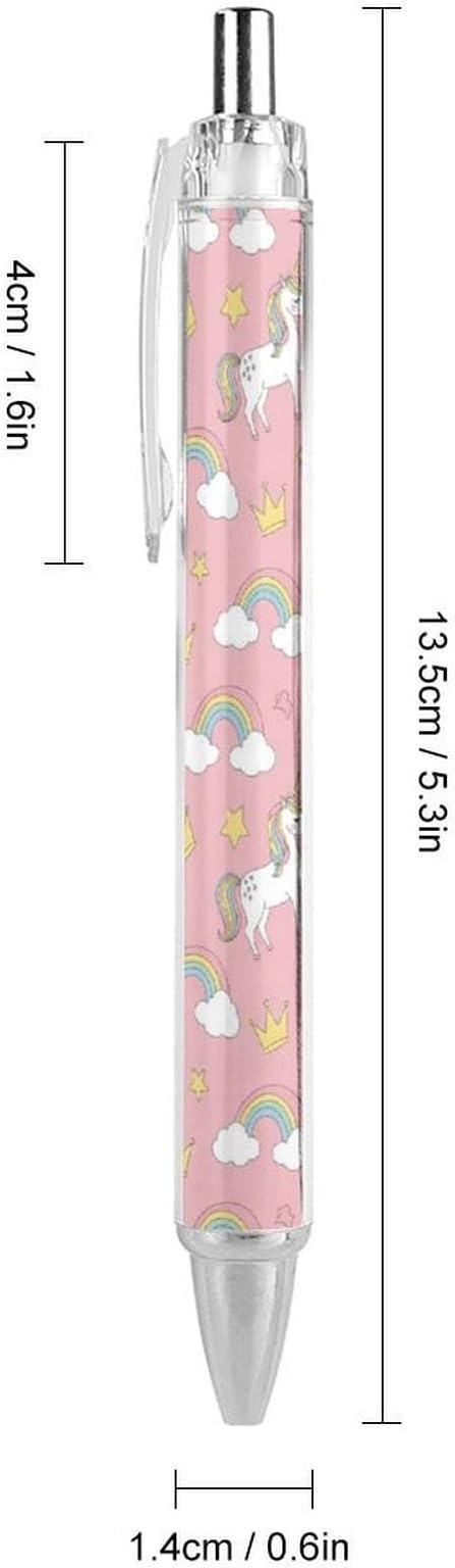 0.5mm Ballpoint for Unisex, Retractable Cute Pink Unicorns Ball Pen, Fine Point Smooth Writing Pen Office Supplies, 4 Pcs