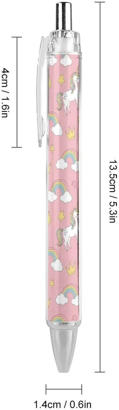 0.5mm Ballpoint for Unisex, Retractable Cute Pink Unicorns Ball Pen, Fine Point Smooth Writing Pen Office Supplies, 4 Pcs